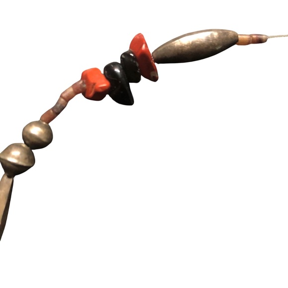 Vintage Navajo Bench beads sterling silver turquoise coral bone? Necklace - Picture 6 of 12